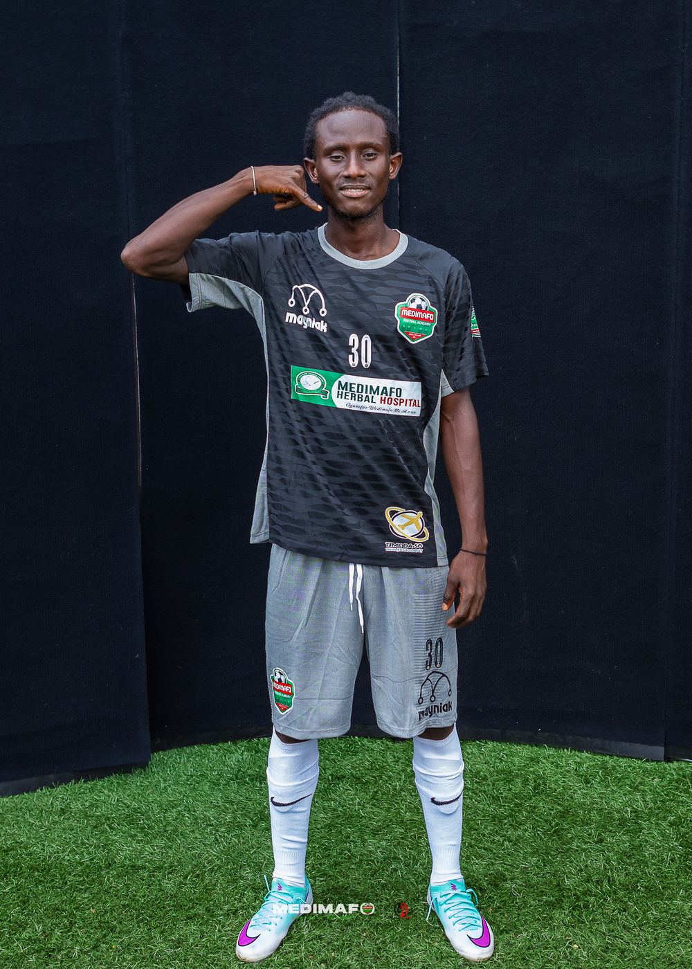 Medimafo Football Academy player in the black kit at media day