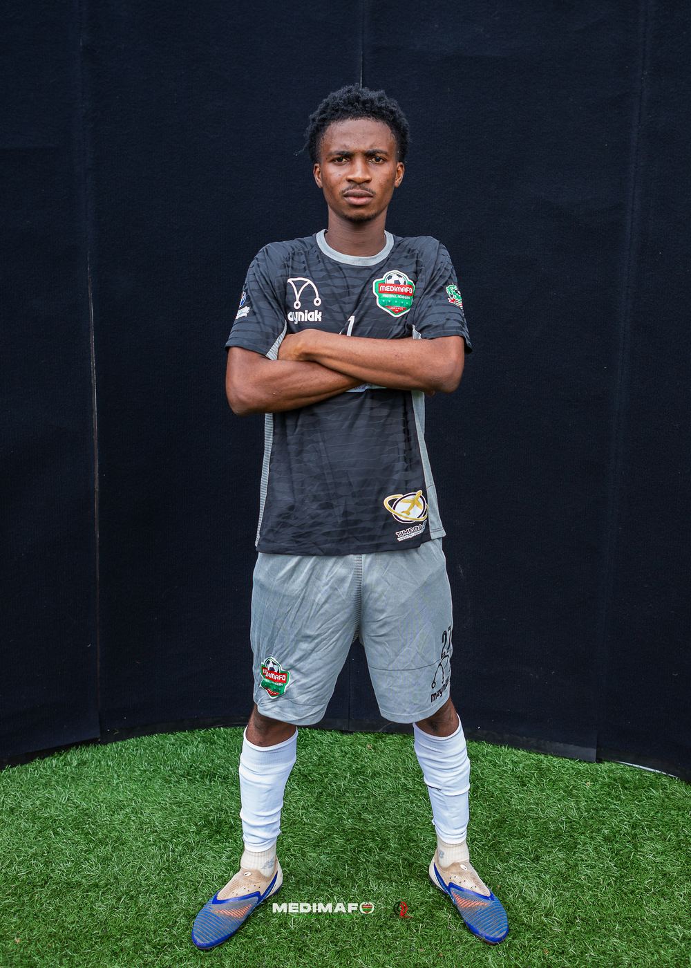 Medimafo Football Academy player in the black kit at media day